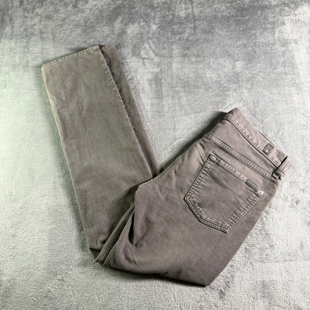 7 For All Mankind Mens 30 Slimmy Corduroy Pants Glen Plaid Slim Straight USA